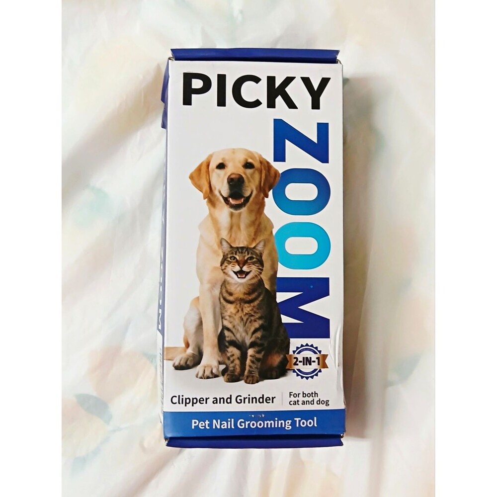 PICKY ZOOM 2-in-1 Pet Nail Grooming Tool Clipper & Grinder USB LED Cat Dog